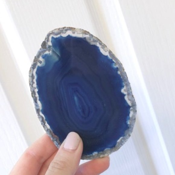 NEW Agate Slice Rock Crystal Blue - Picture 3 of 4